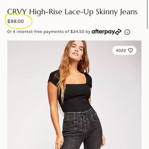 💋Free People CRVY Lace-Up Jeans